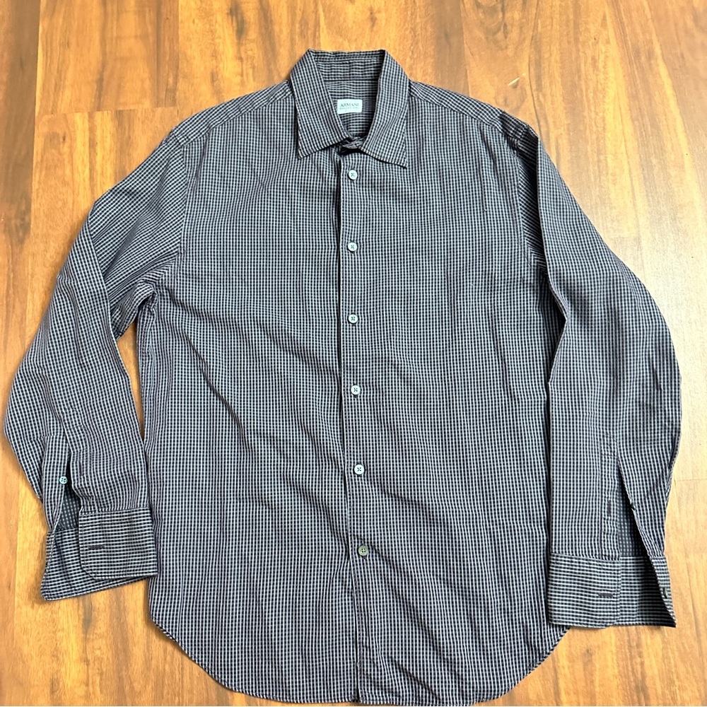 Armani Collezioni Men's purple Checkered Shirt